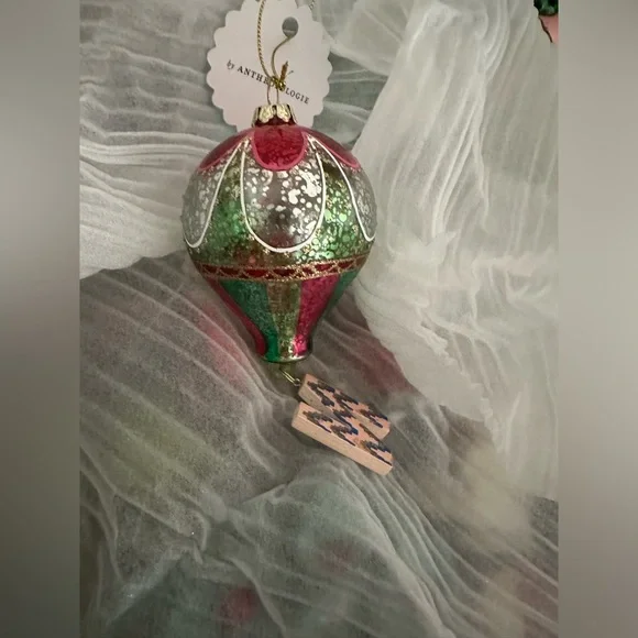 Anthropologie Hotair Balloon Glass Monogram Ornament Letter N - Picture 3 of 4